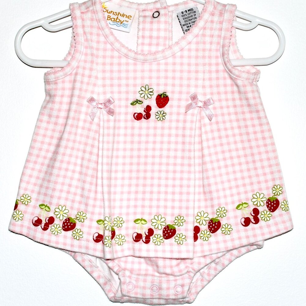 Sunshine Baby Pink Gingham Check Sleeveless Onesie - 6 - 9 Months